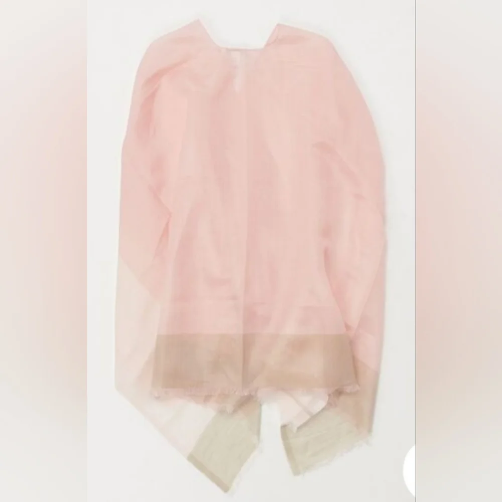 NWT Banana Republic Factory Peach Blush Multi Silk-Ramie Poncho One Size