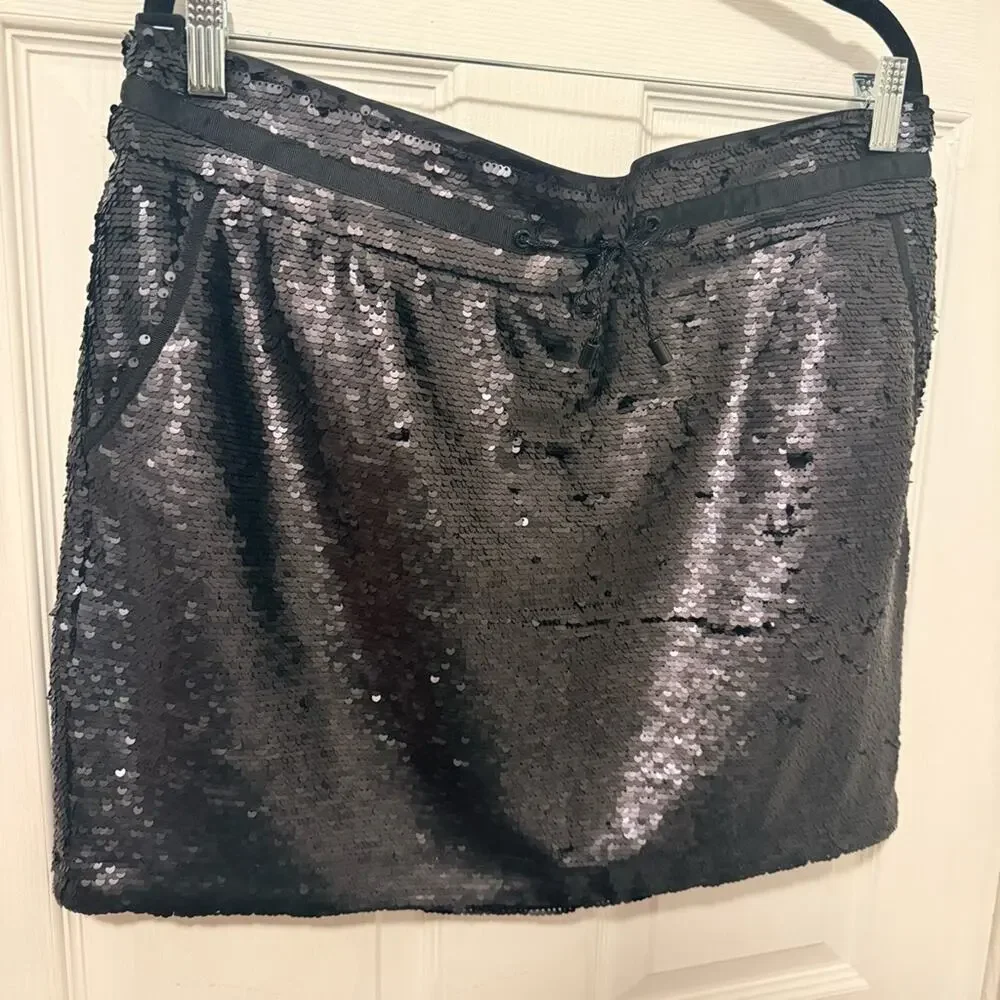 Sequin Mini Skirt with Drawstring Waist