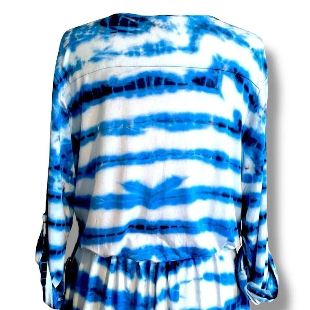 Young Fabulous Broke Womens Malik Romper Sz Medium Blue Tie Dye Boho Resortwear