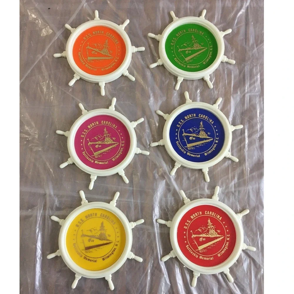 VTG 1965–1980 USS North Carolina Coaster‎ Set 6 Multicolor Nautical Coastal USA