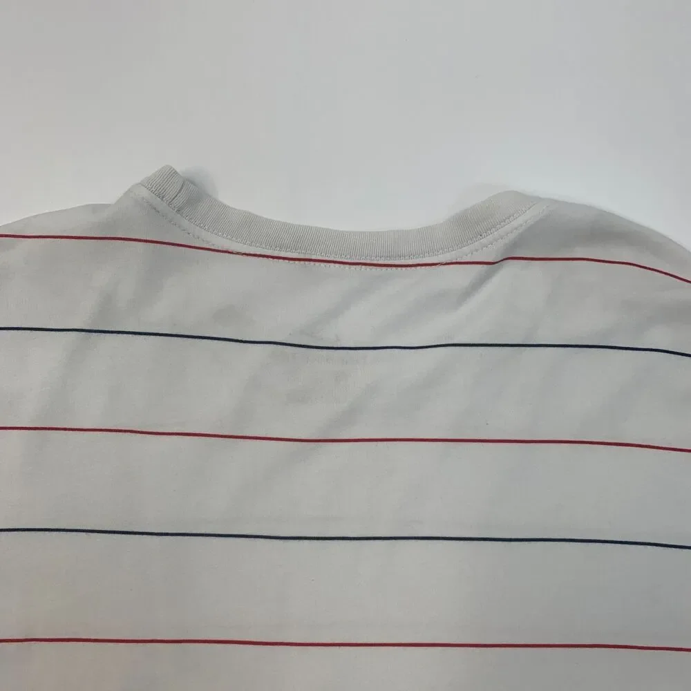 Nike Team USA T Shirt Mens 2XL XXL White Cotton Blend Striped Short Sleeve *READ