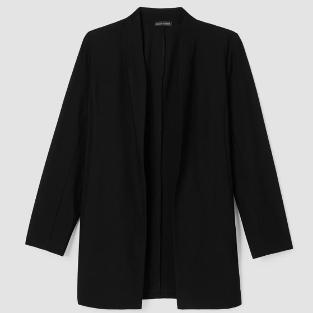 Eileen Fisher System Washable Stretch Crepe Long Jacket Black NWT Small