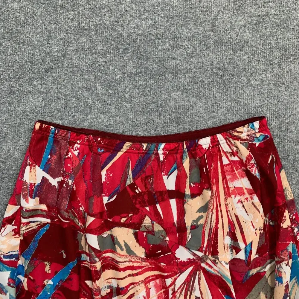 Bob Mackie Skirt Womens L Large Abstract Red Wearable Art Pull On High Low Midi