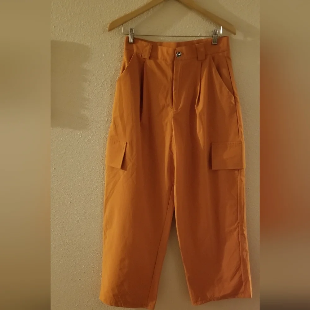 Pumpkin color fall wide leg pants by Lovepoem size large