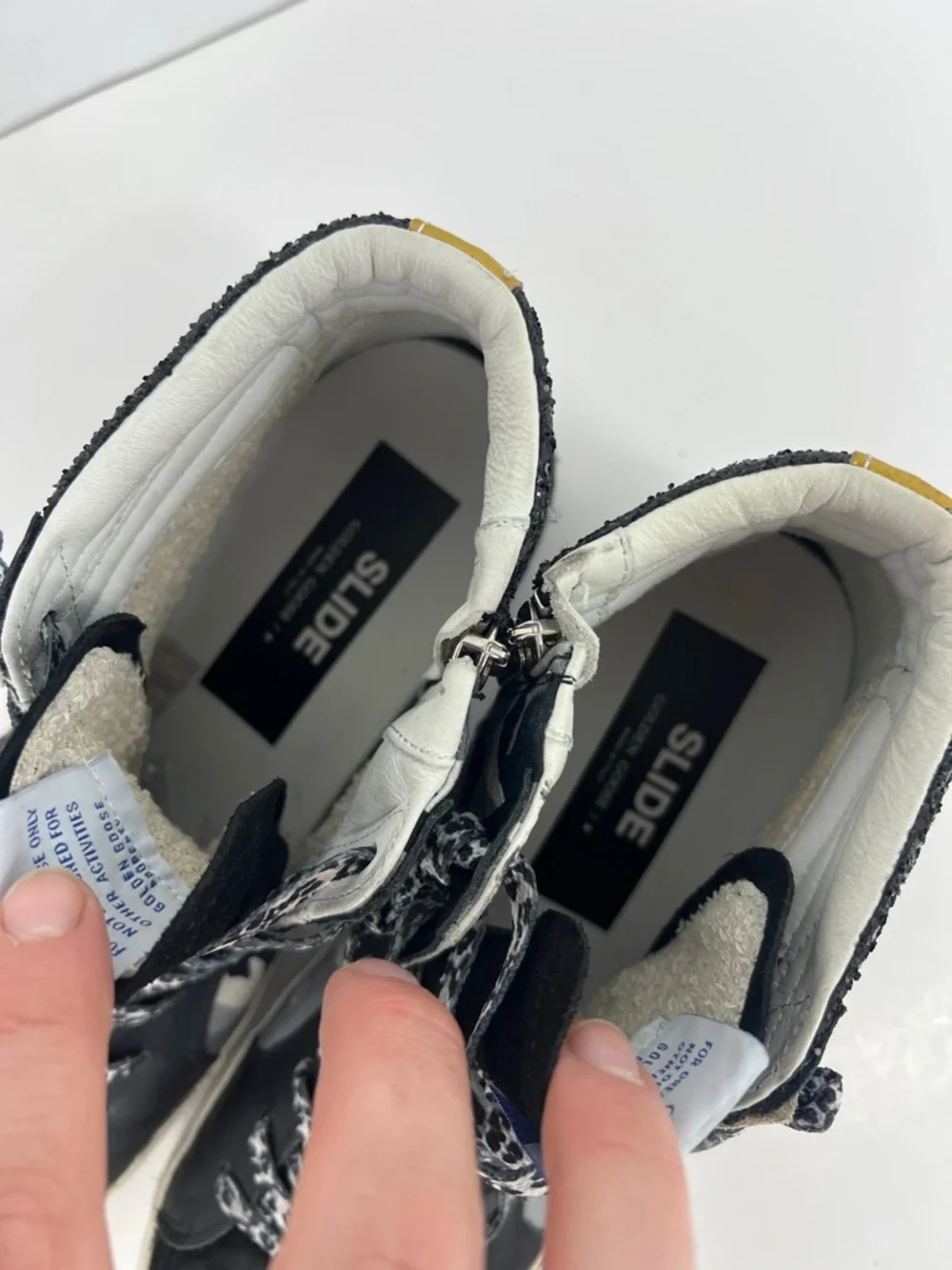Golden Goose Slide camo glitter High-Top Sneakers in Black, Gray & Purple