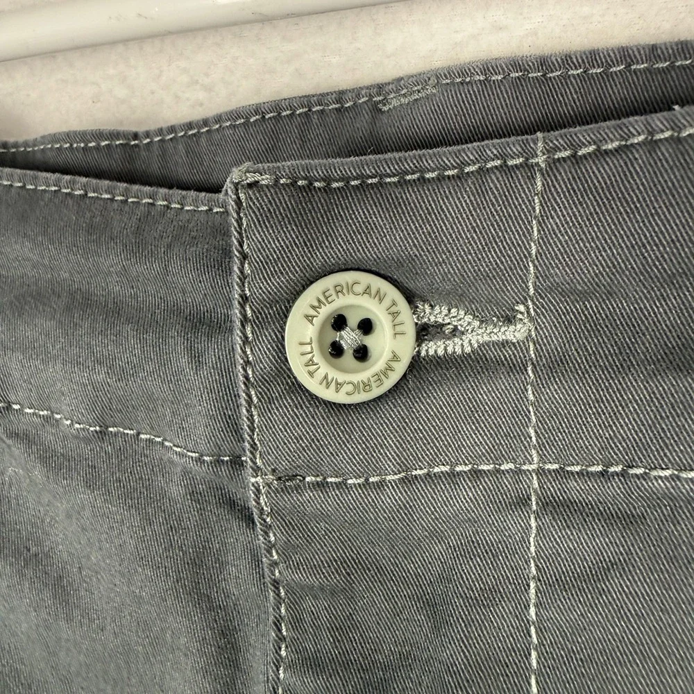 American Tall Chino Pants Womens 14 XT Gray Stretch Cotton Slim Leg AW-PC-10793