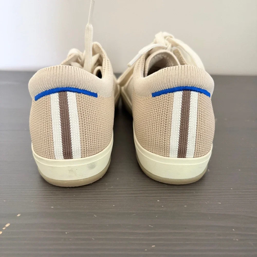 Rothy's Sneakers The Lace Up Size 6 Light Beige Knit Sustainable Biscuit