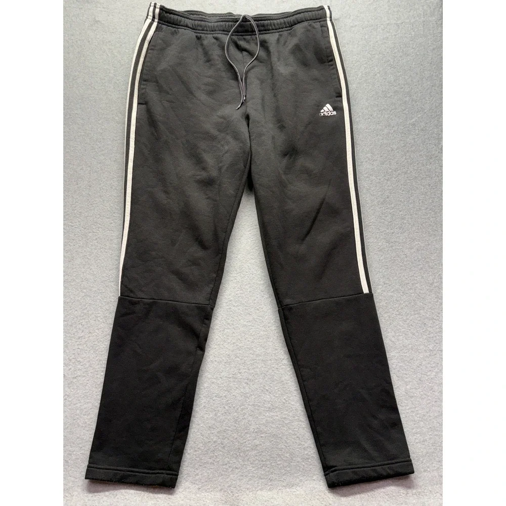 Adidas Mens Essentials 3-Stripes Fleece Pants Black White IC4472 XL