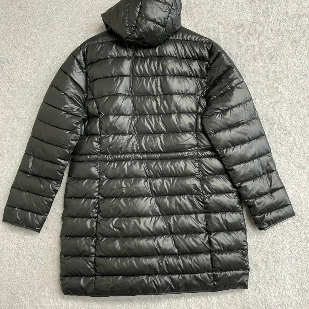 NEW Kenneth Cole Women's Size L Black Hooded Puffer Coat Full Zip