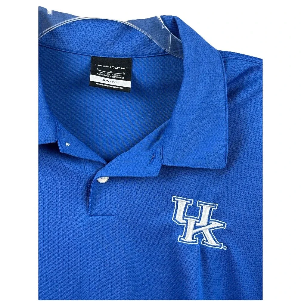 Nike Golf Kentucky University Wildcats Blue Polo Shirt Mens L Dri-Fit College