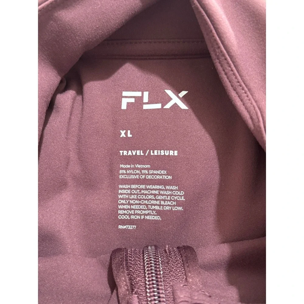 FLX Women's Plum Full Zip Travel Leisure Stretch Jacket XL Mock Neck Athleisure
