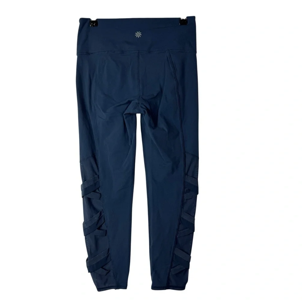 Athleta Blue High Rise Mesh Chaturanga Capri Athletic Leggings S