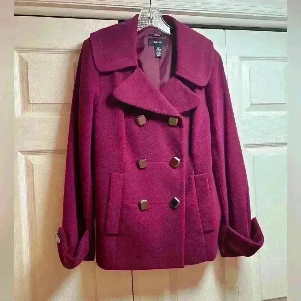 In Perfect condition Style & Co. Purple Double Breasted Button women Jacket SZ L