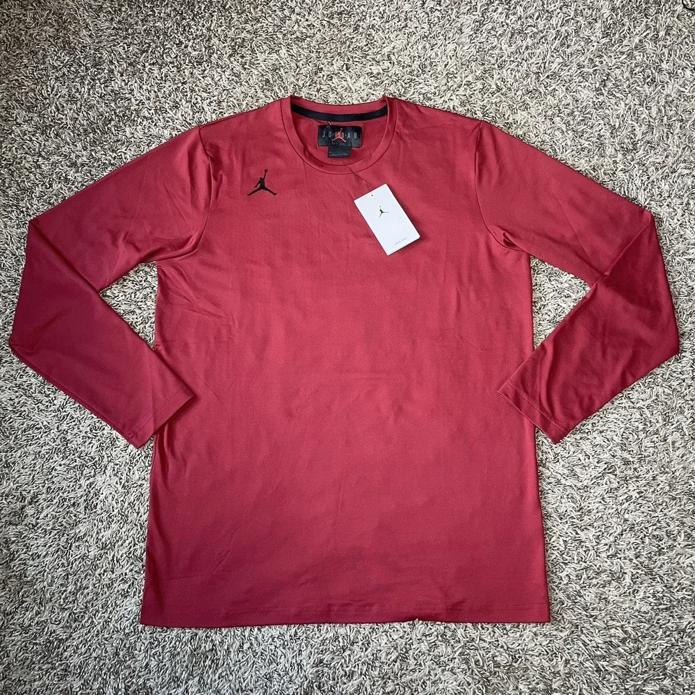Jordan Dri-FIT Team Long Sleeve Mens Medium Training Shirt Crimson DQ7901-613