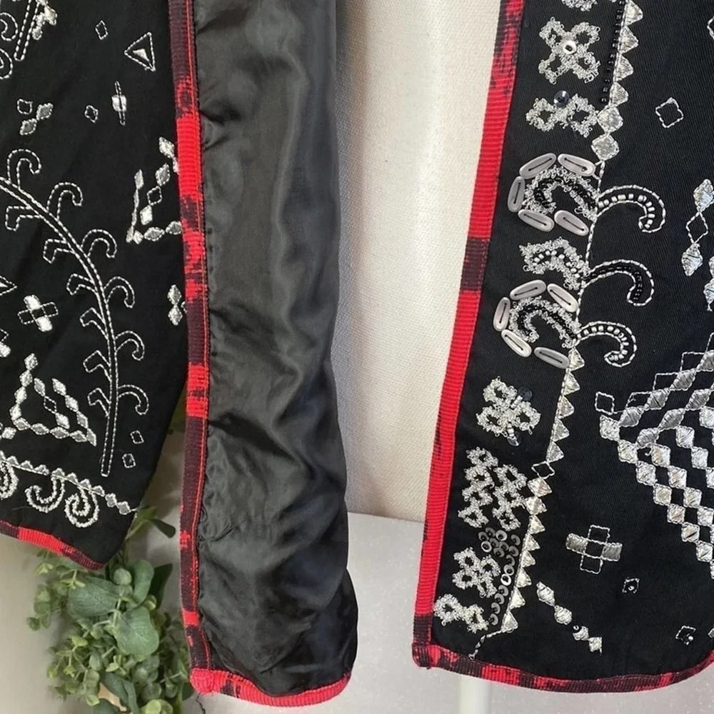 Indie Boho Artsy Cardigan Folk Grunge Lightweight Jacket LARGE Open Front