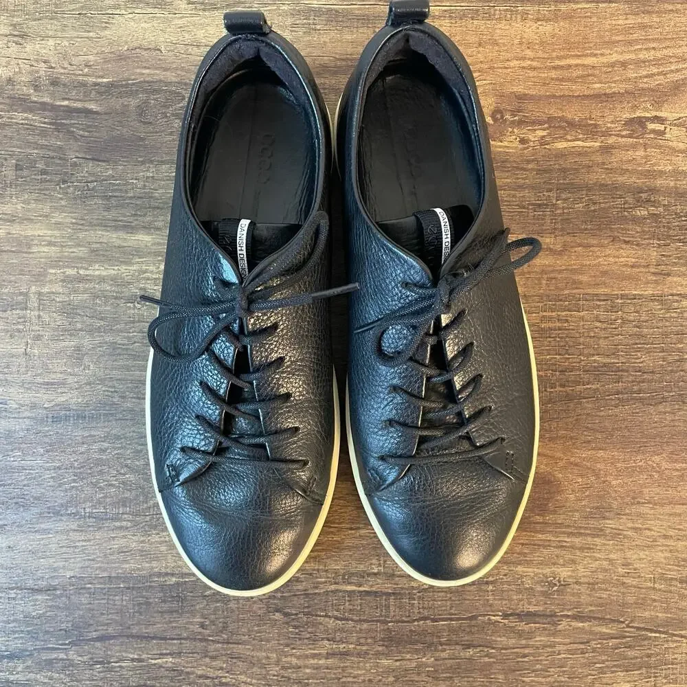 ECCO Soft 7 Sneakers Womens EU 38 US 7 7.5 Black Leather Comfort Walking