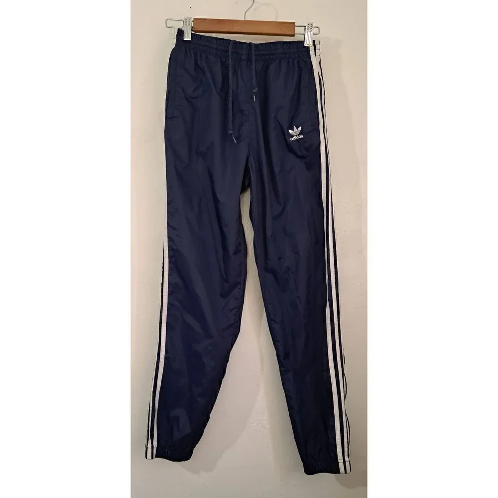 Vintage 90's Adidas Windbreaker track pants jogger womens small nylon blue