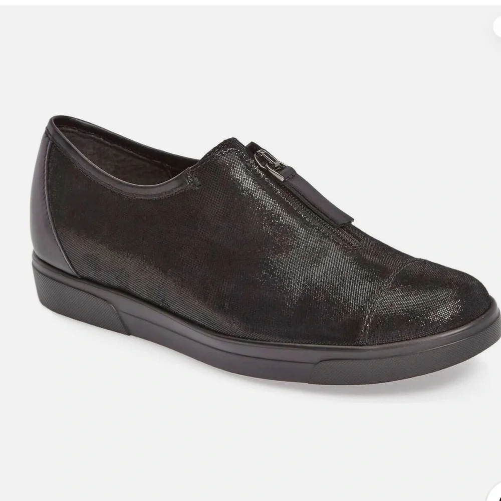 MUNRO ROSLYN Zip Sneaker Comfort Shoe BLACK SUEDE size 7 M