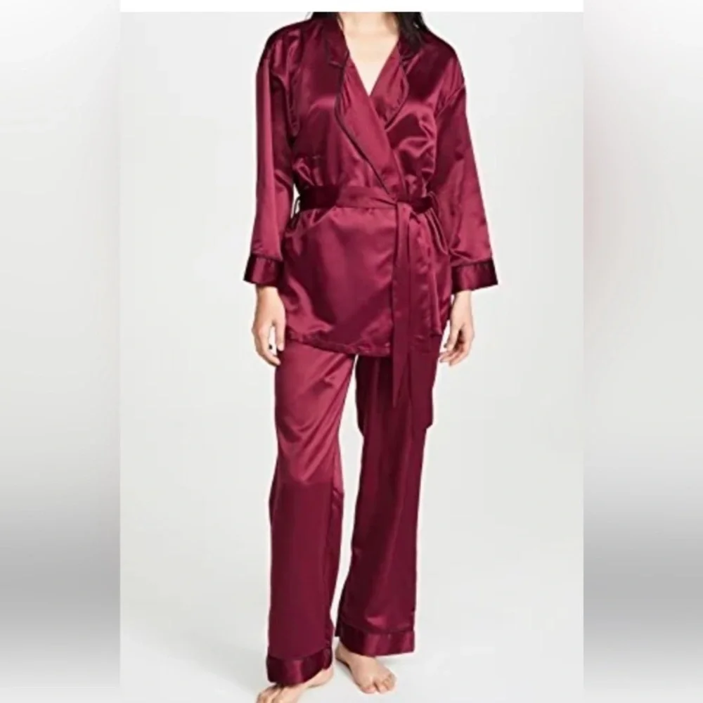 New! Bluebella Wren satin kimono Pajama top and pants Set red 47678