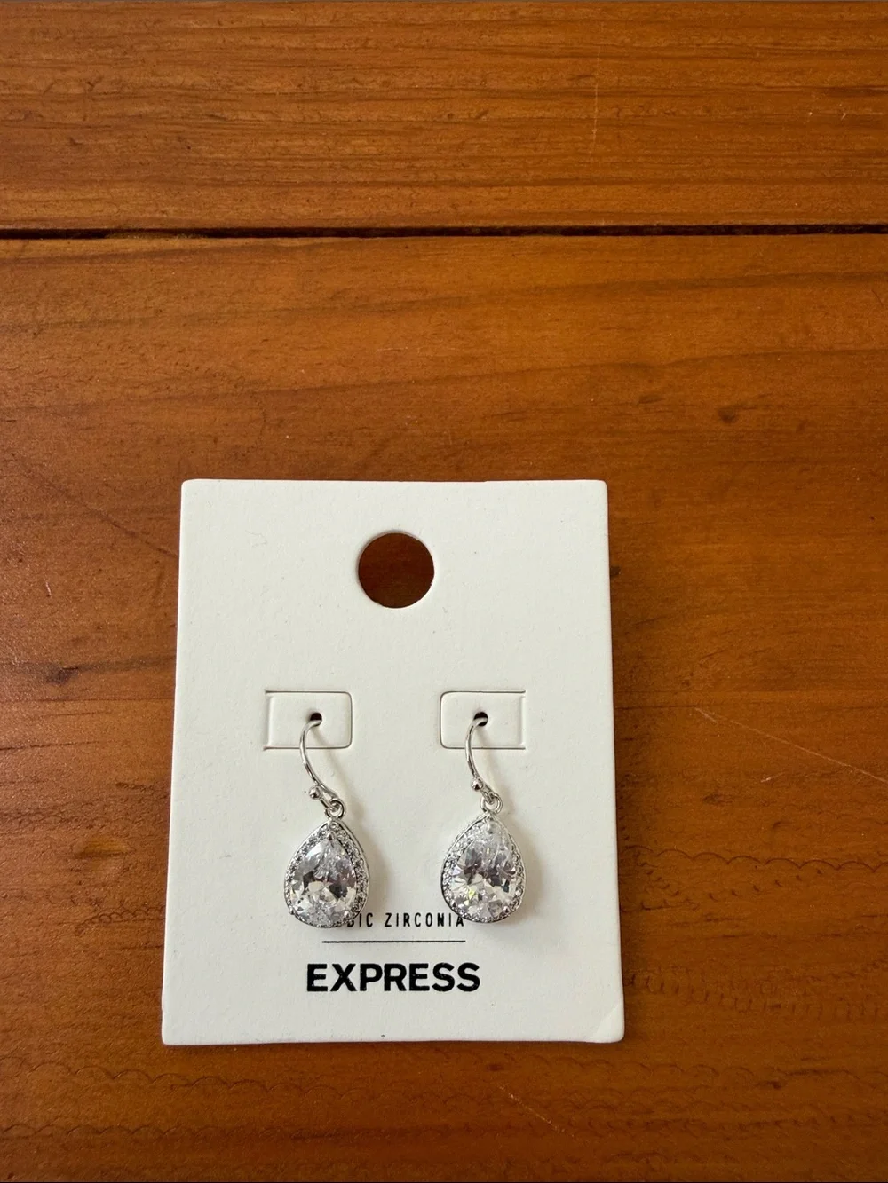 Express Silver Teardrop Cubic Zirconia Earrings, NWT
