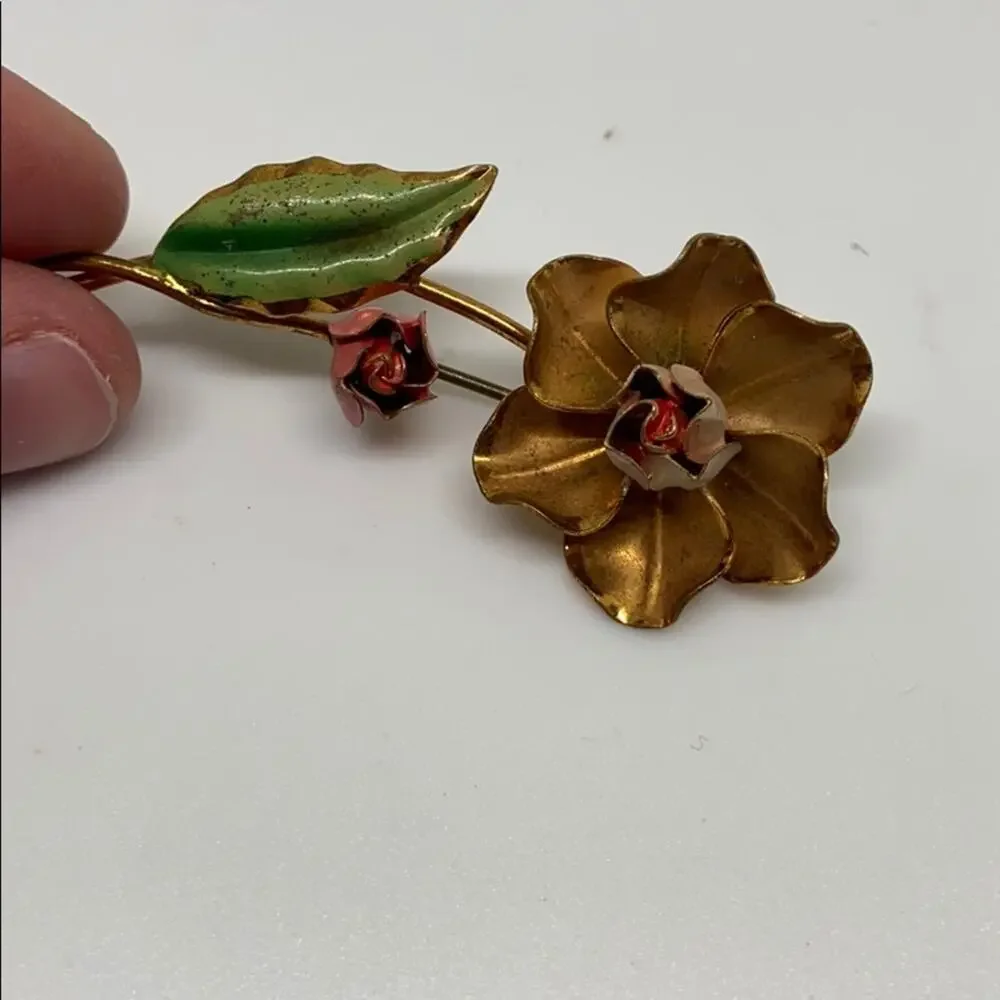 Vintage metal rose pin