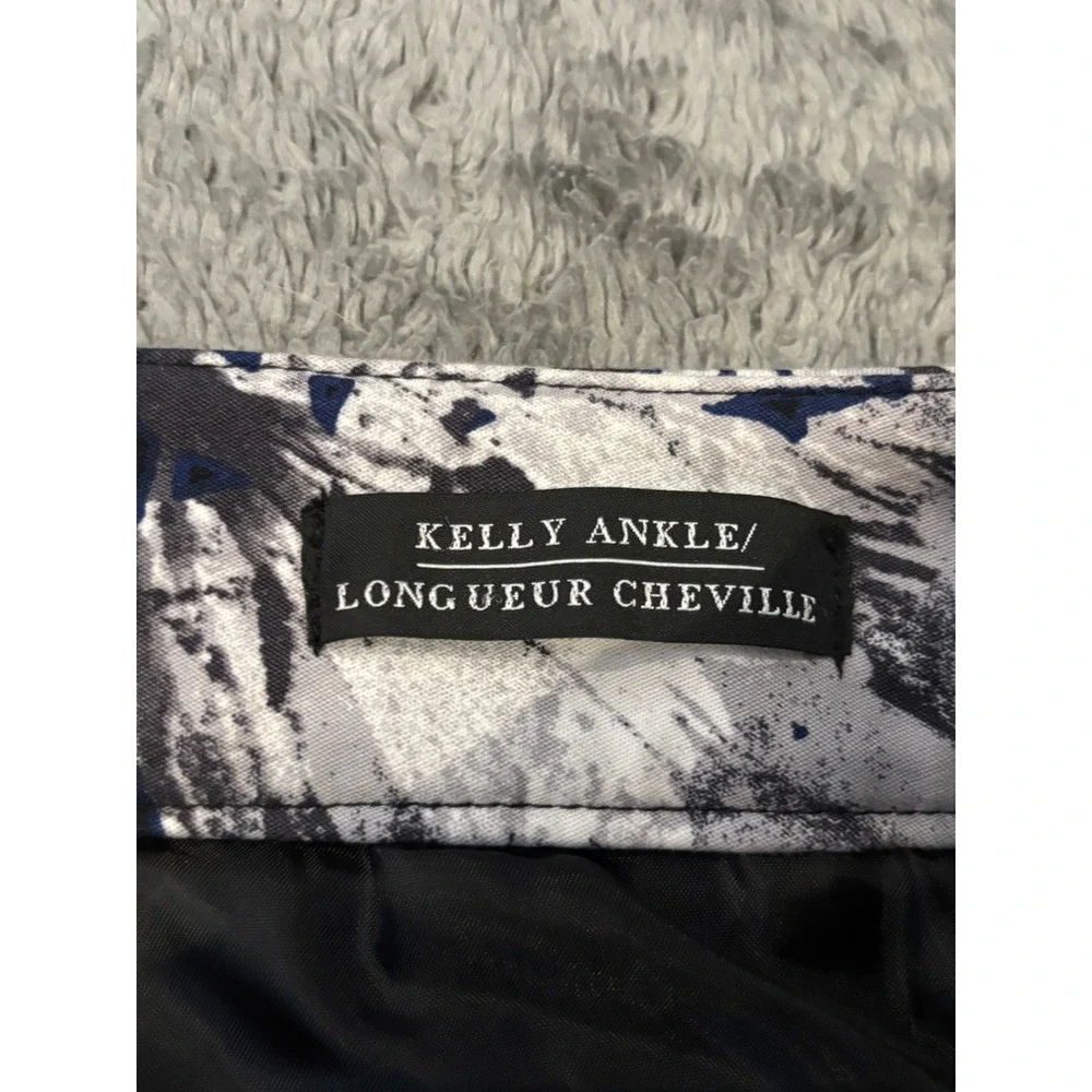 Lord & Taylor Kelly Ankle Pants Womens 0 Black White Floral Stretch Cotton Slim