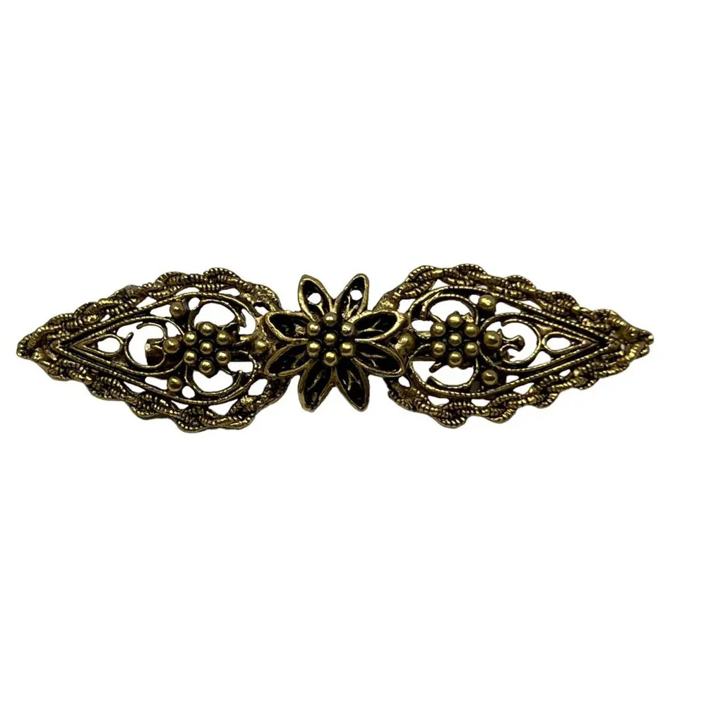 Flower Brooch‎ Braided Filigree Shiny Matte Vintage Bar Pin
