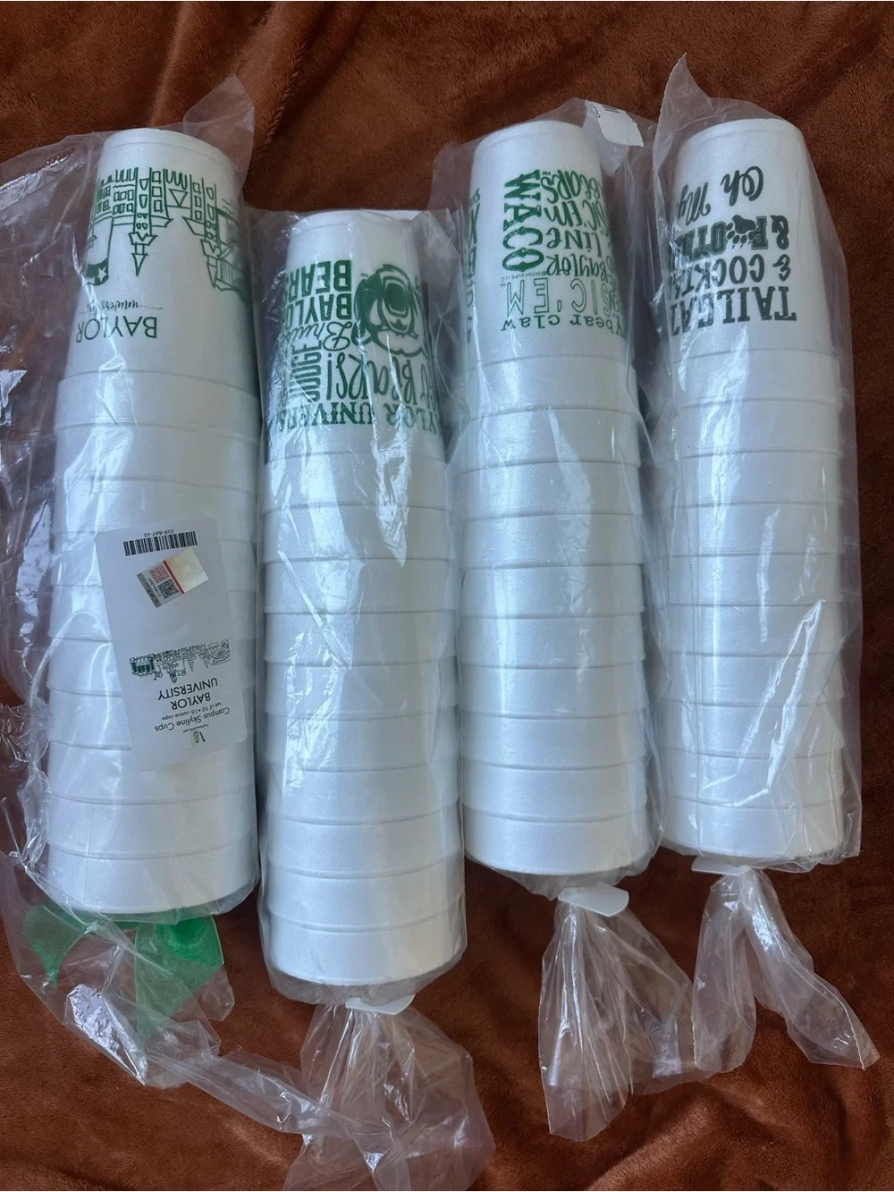 Baylor university White Foam Cups - Pack of Party Cups
