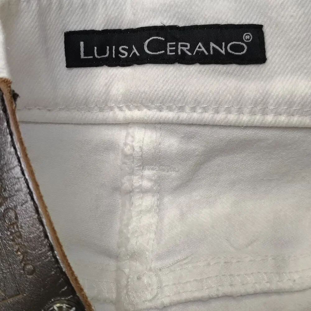 Luisa Cerano White Crop Capri Jeans Designer Women's Size 10 EU 40 Luxury 30x29