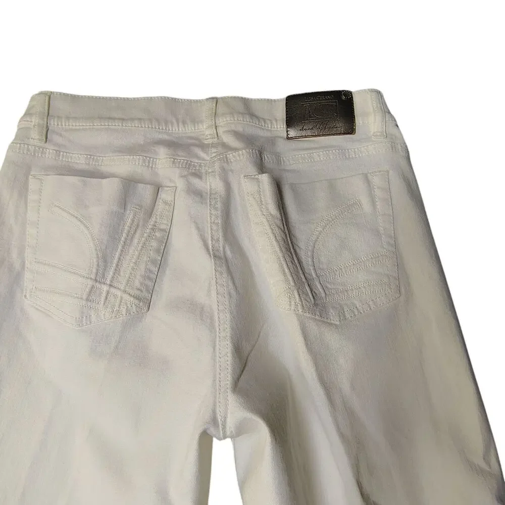 Luisa Cerano White Crop Capri Jeans Designer Women's Size 10 EU 40 Luxury 30x29