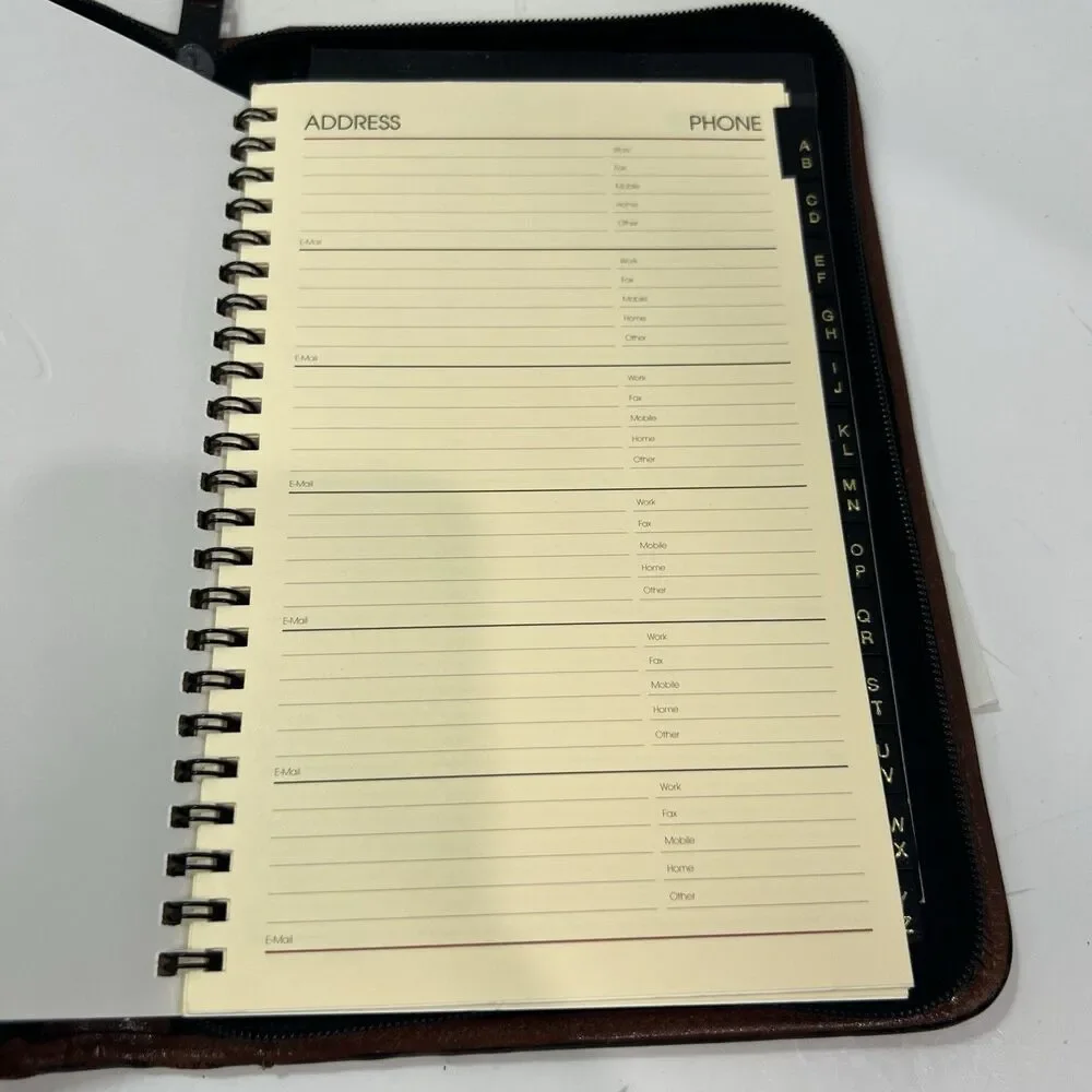 Scully Medium Planner/Address Book Brown Leather Zippered 9.5” X 6” 2010