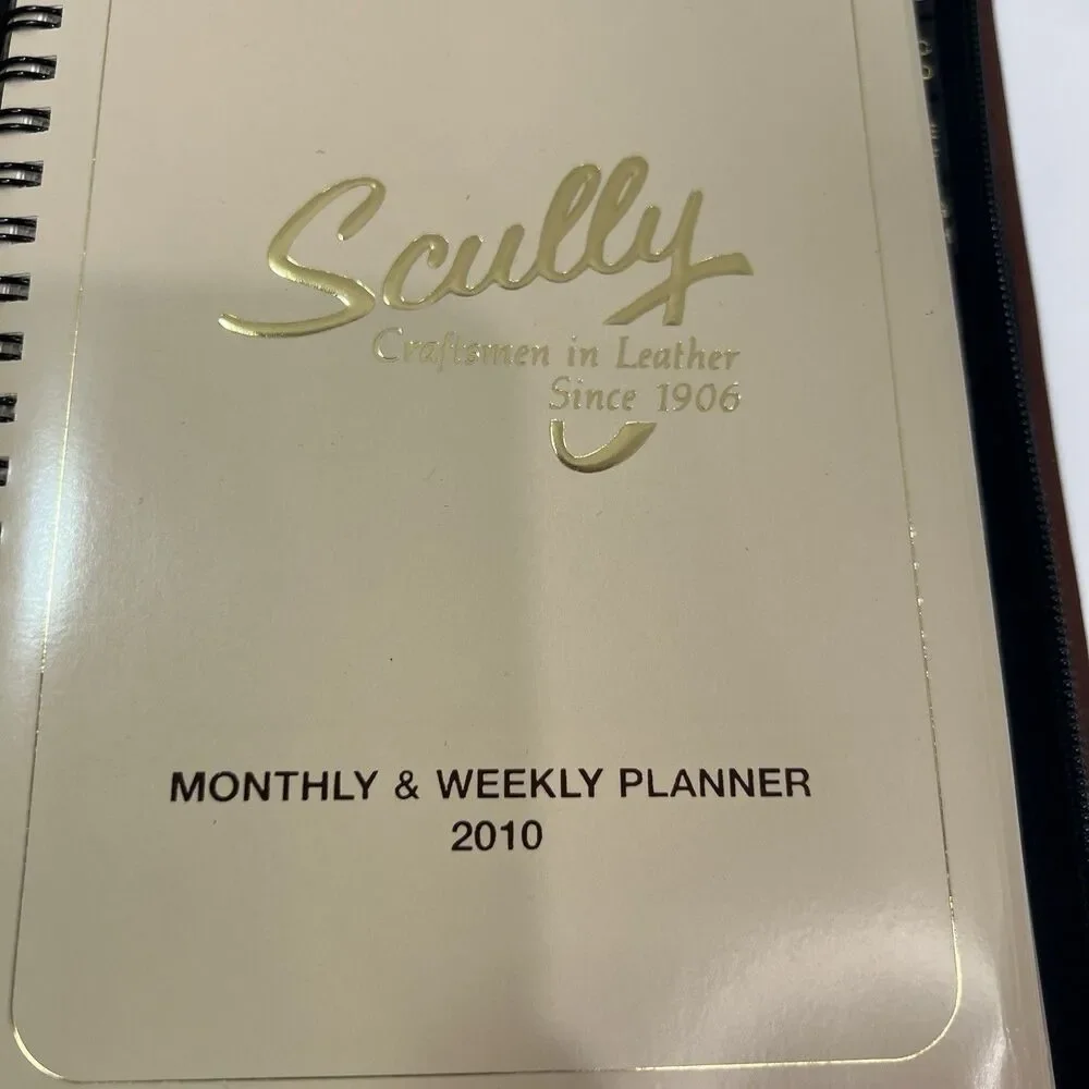 Scully Medium Planner/Address Book Brown Leather Zippered 9.5” X 6” 2010