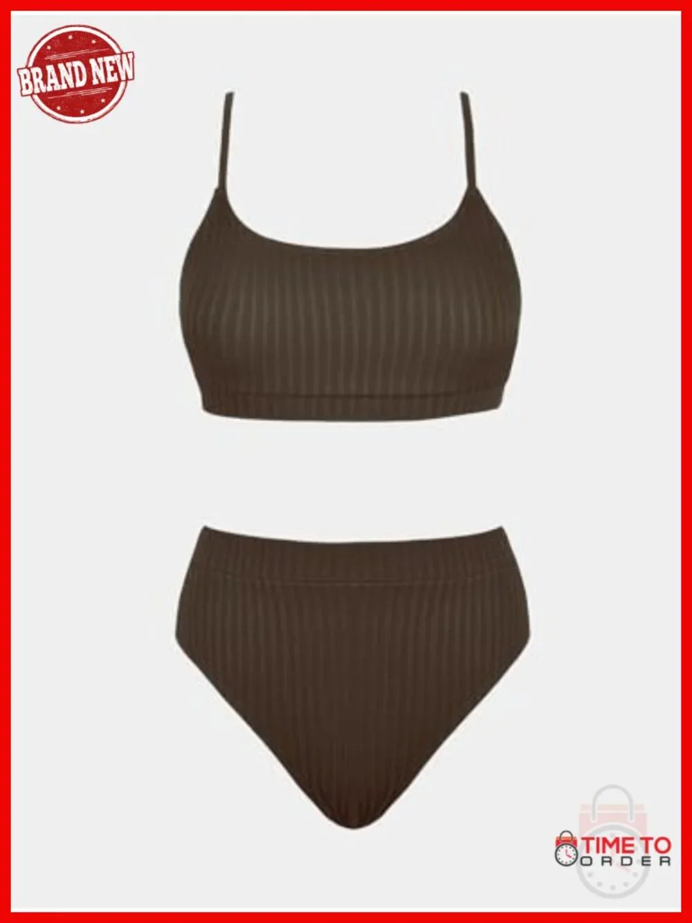 Textured Knitted High Waisted Bikini Set with Adjustable Straps