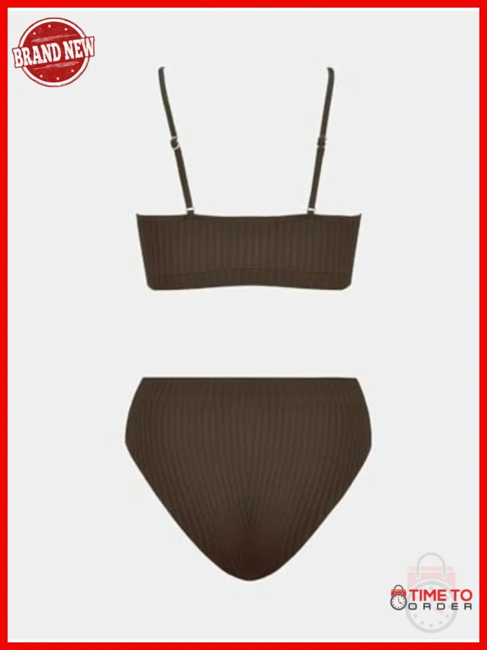 Textured Knitted High Waisted Bikini Set with Adjustable Straps