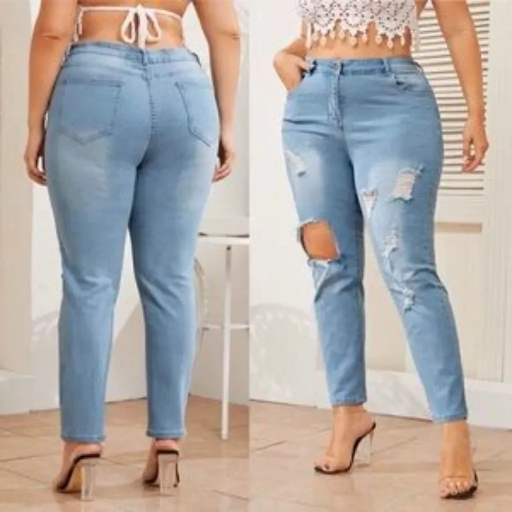 Light Wash Super Ripped Skinny Jeans NWT 1X 2X 3X