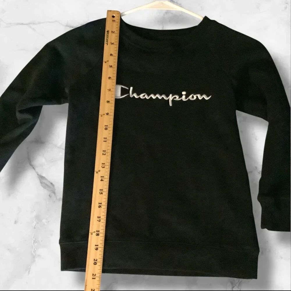 Champion Authentic Athleticwear Girls Size S Black Pullover Crew Neck Sweatshirt