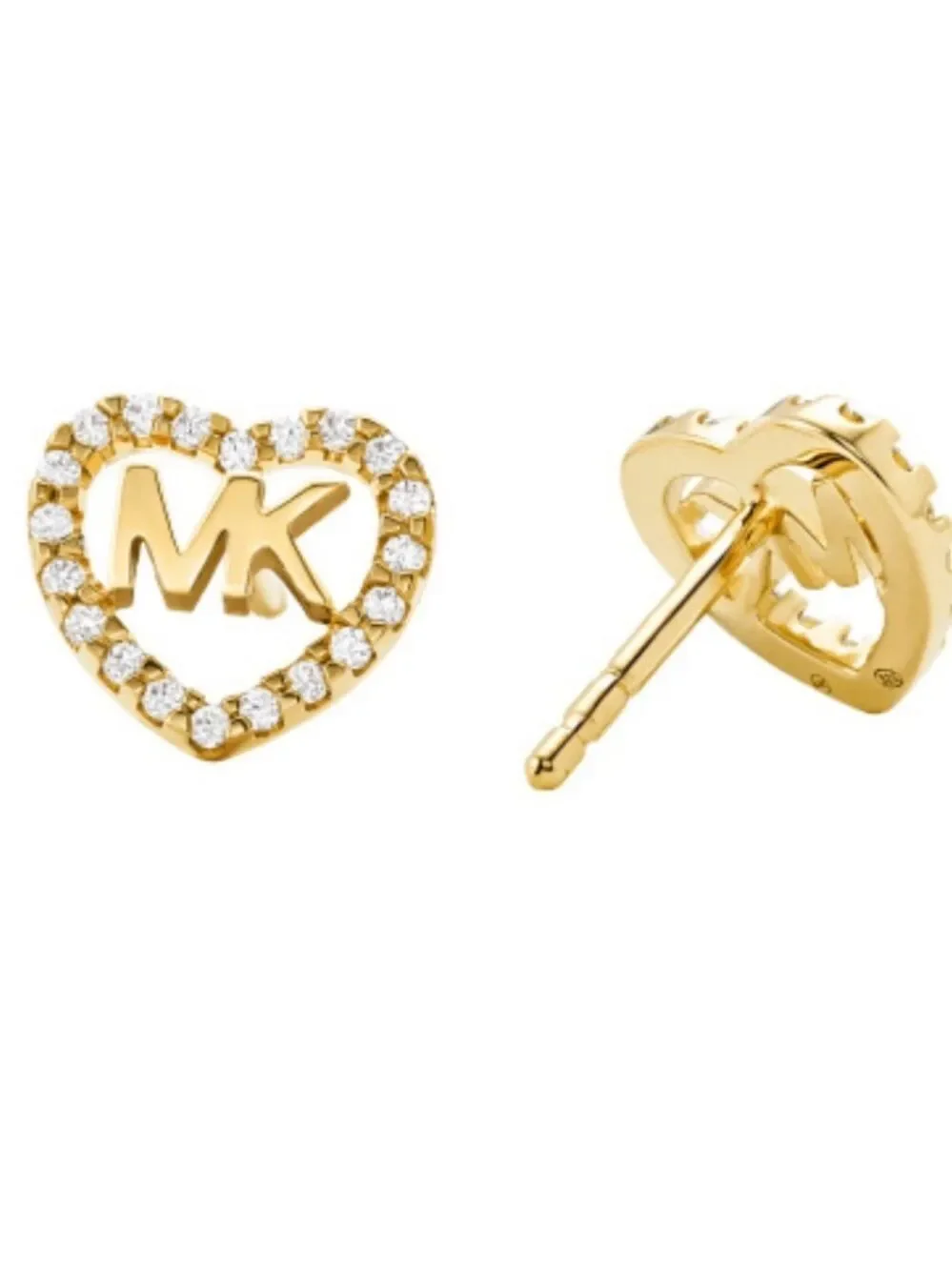 Michael Kors Logo Heart Stud Earrings Gold-Tone
