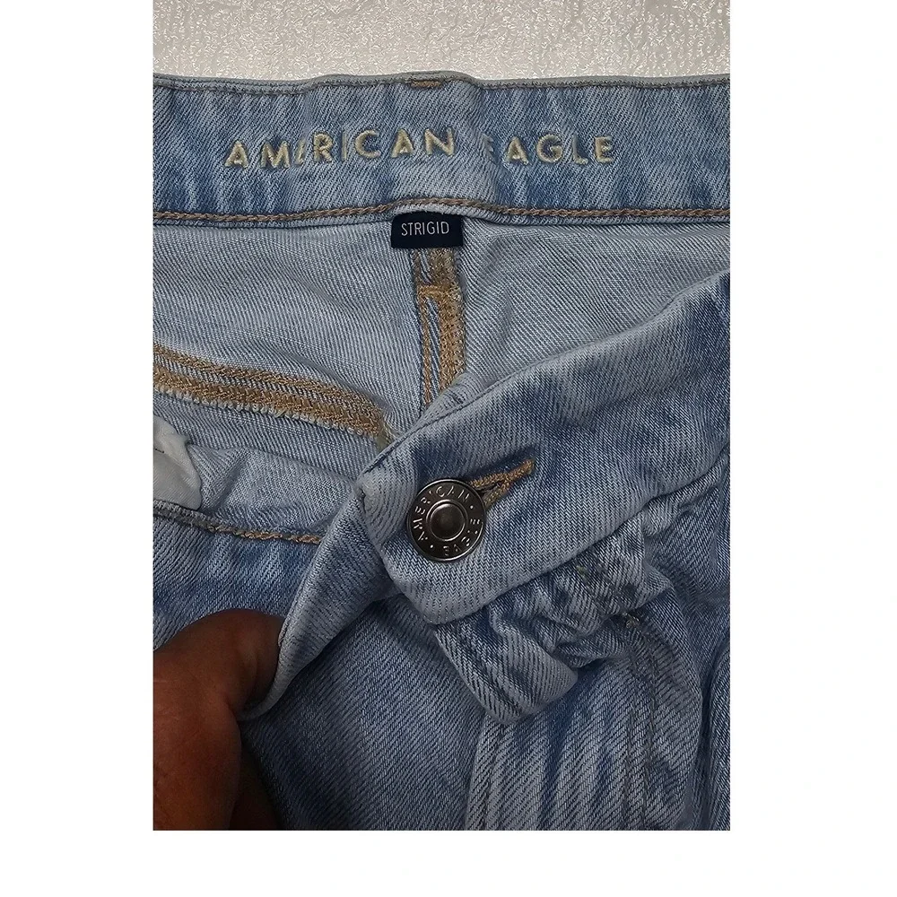 American Eagle Strigid Light Wash Wide Leg High Rise Jeans Womens 16 Regular