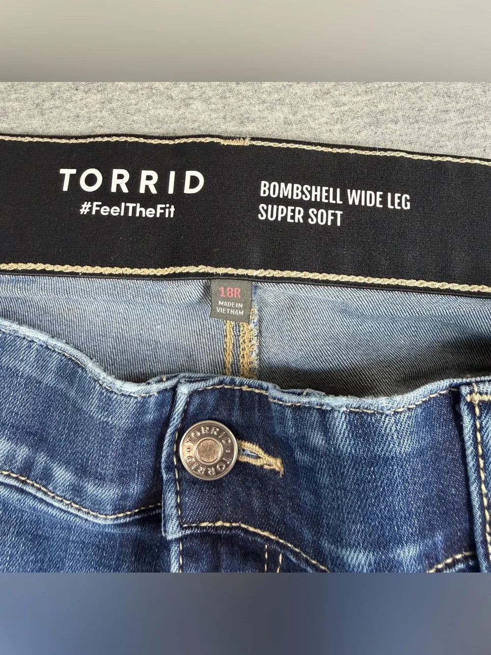 Torrid Bombshell Jeans Womens 18R Blue Wide Leg High Rise Dark Wash Stretch