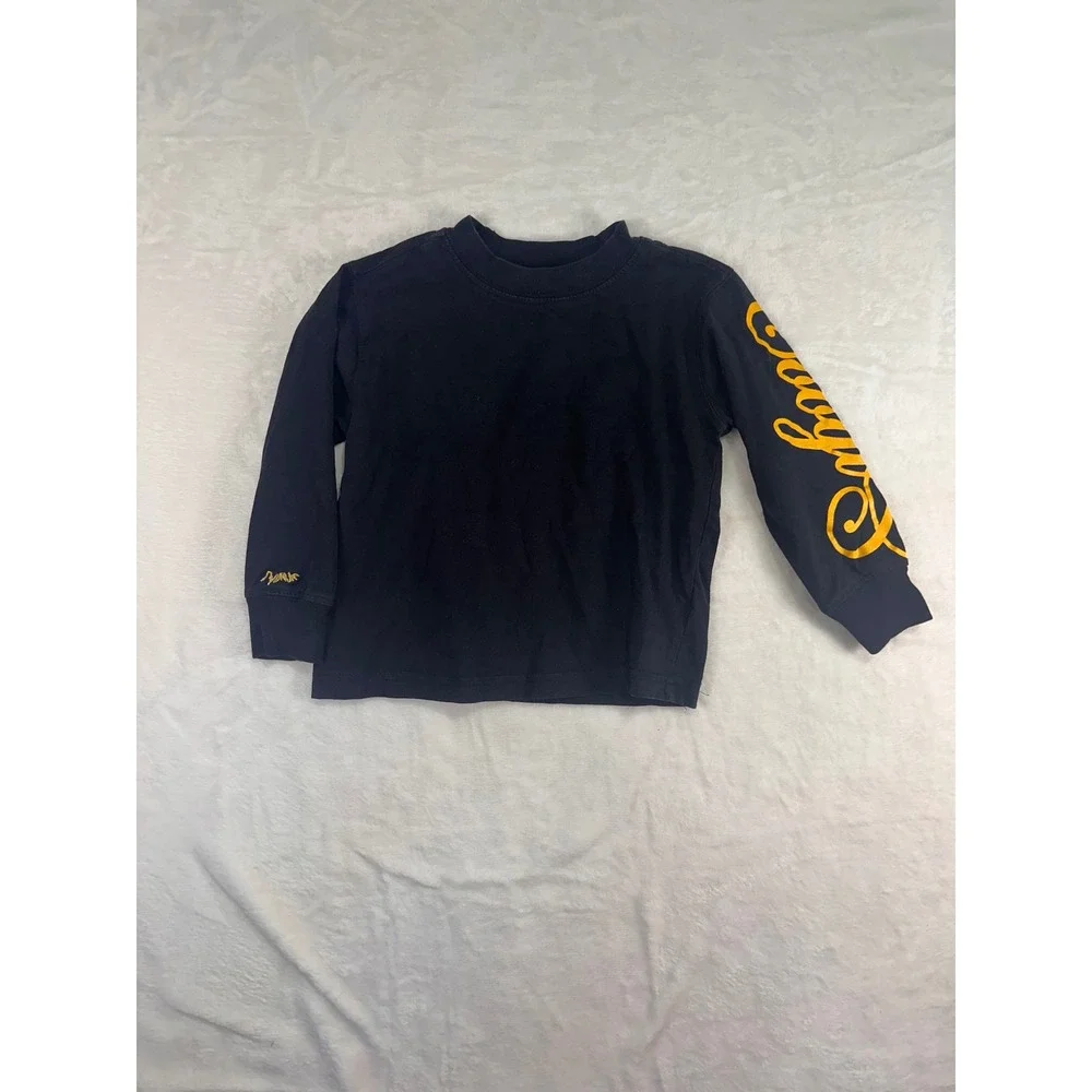 Coogi Long Sleeve T-Shirt 3T Black Gold Script Logo Graphic Kids Toddler