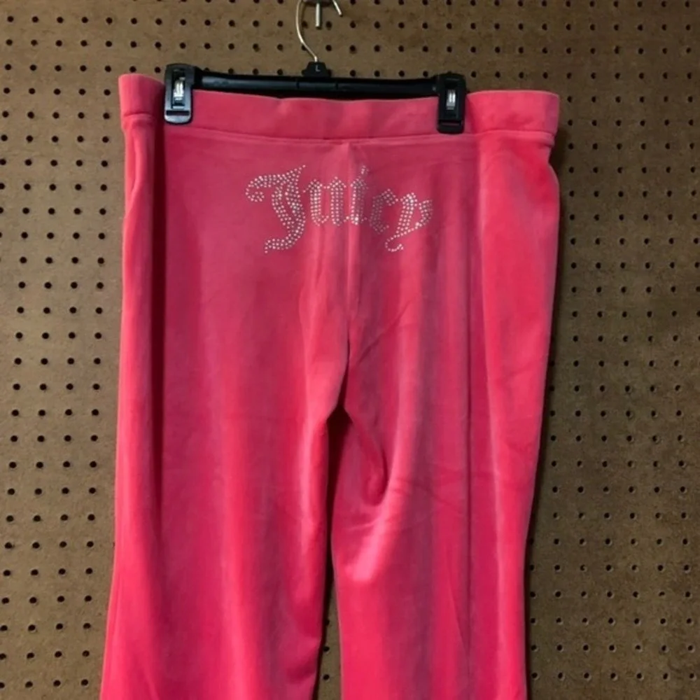 Juicy Couture Pink Velour Tracksuit Set Jacket‎ Pants Rhinestone Logo Large Y2K