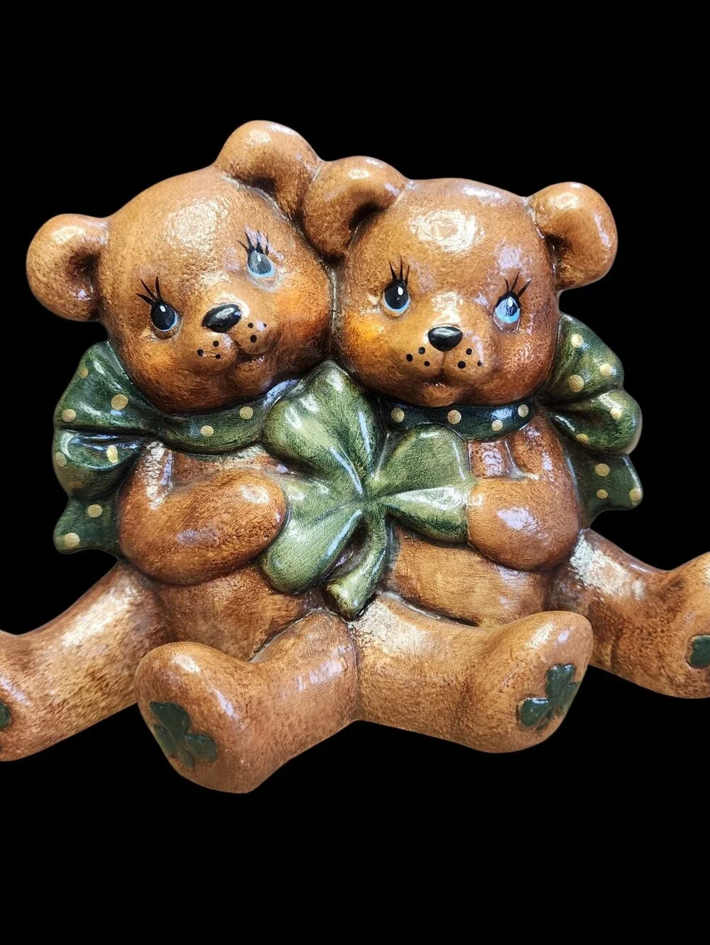 Vintage Ceramic Adorable St.Patrick’s Day Bears Figurine 