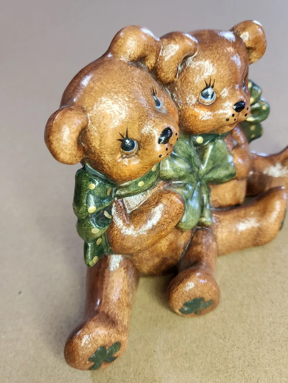 Vintage Ceramic Adorable St.Patrick’s Day Bears Figurine 