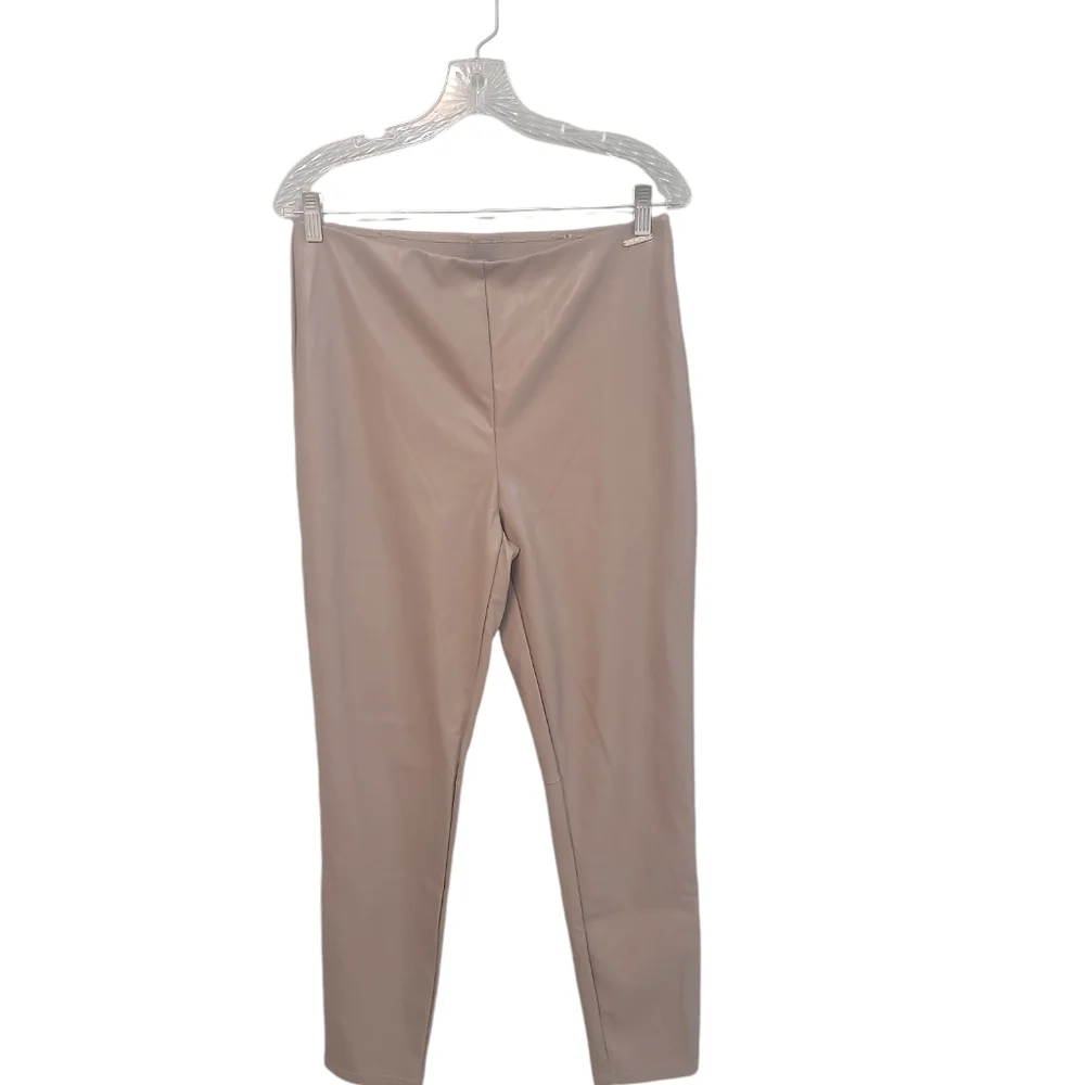Fabletics Vegan Leather‎ Willow Bark Tan Womens Leggings Size XL