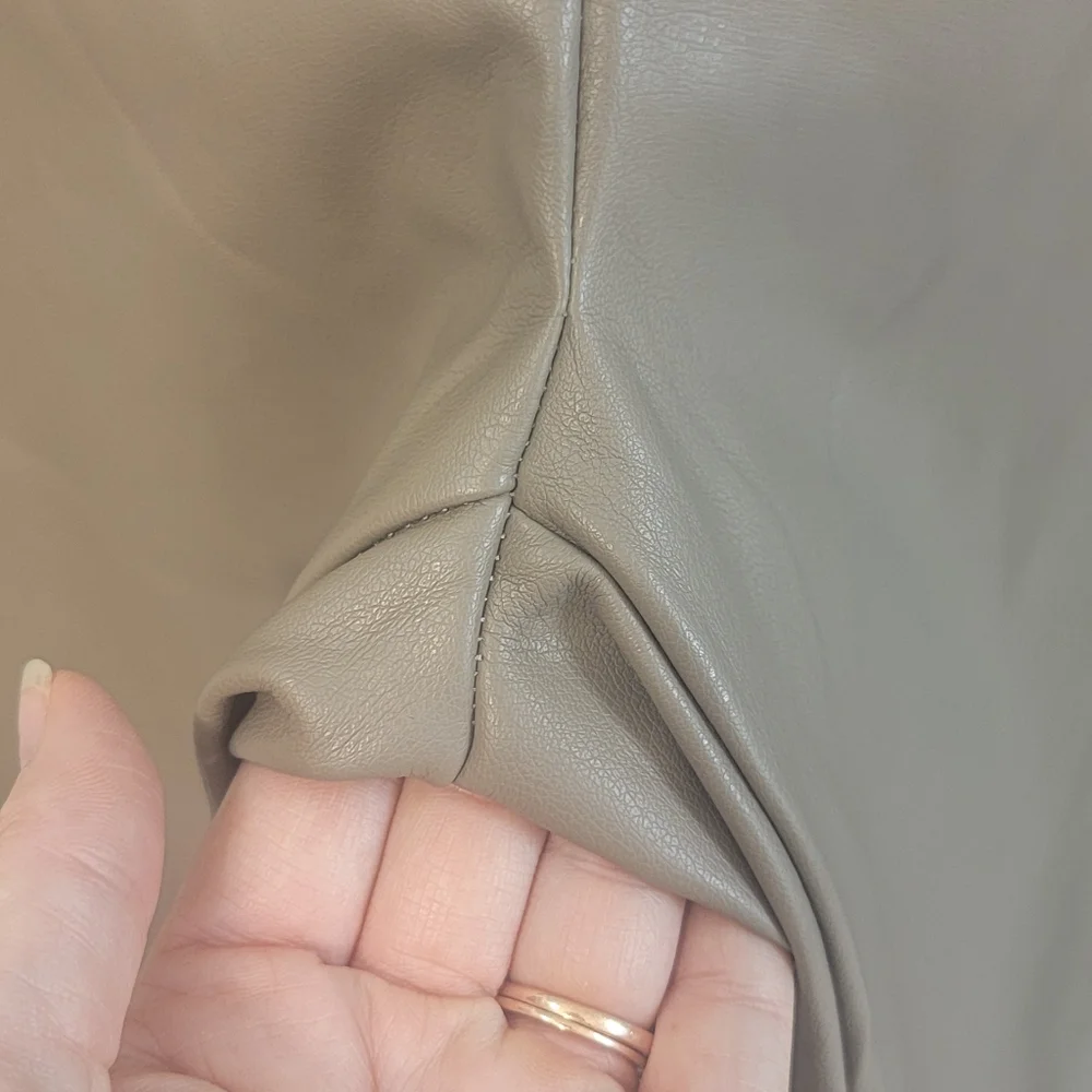 Fabletics Vegan Leather‎ Willow Bark Tan Womens Leggings Size XL