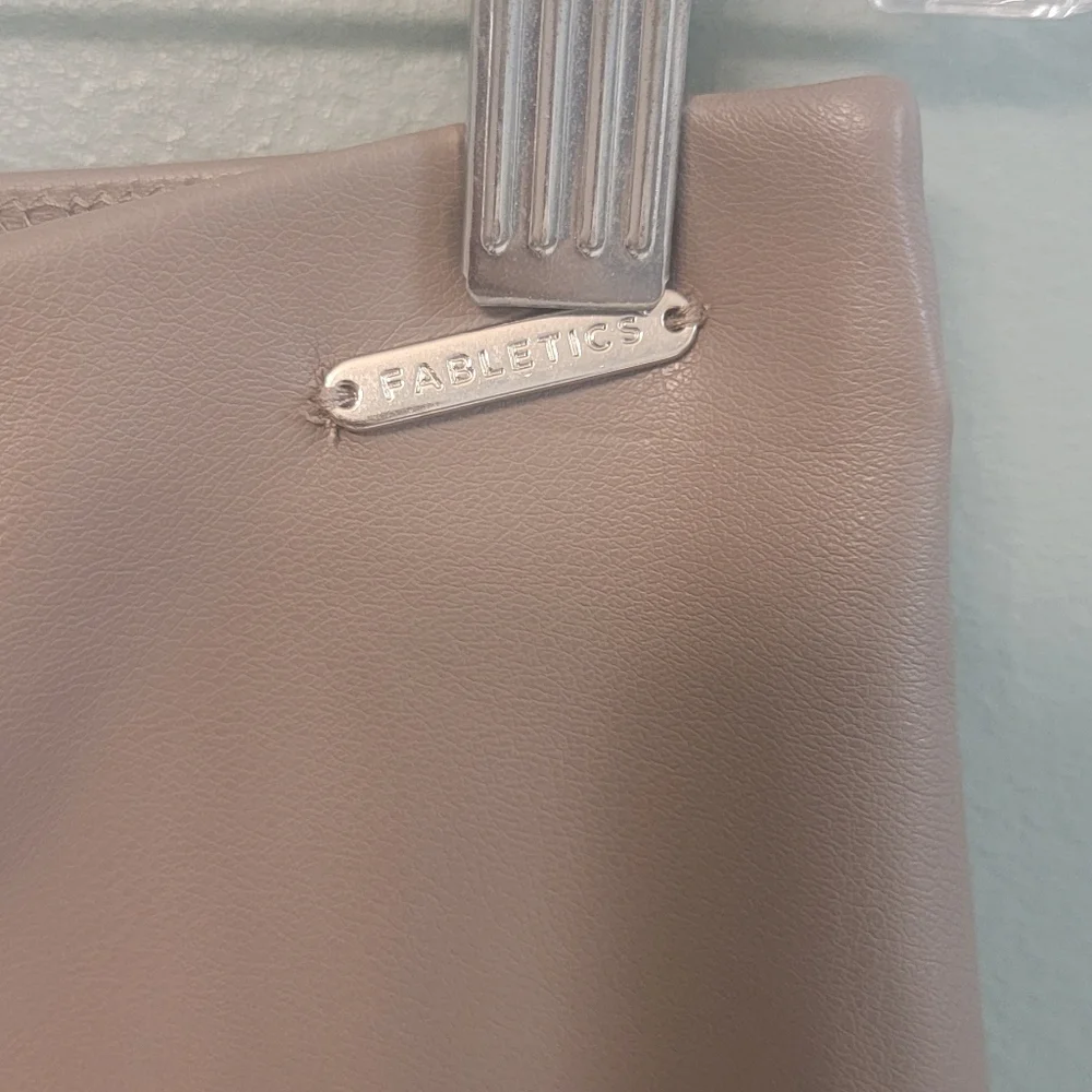 Fabletics Vegan Leather‎ Willow Bark Tan Womens Leggings Size XL