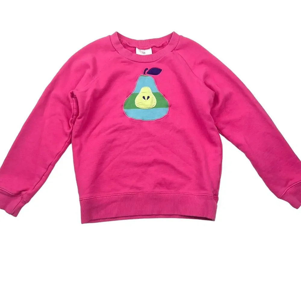 Hanna Andersson Pear Appliqué Pink Sweatshirt