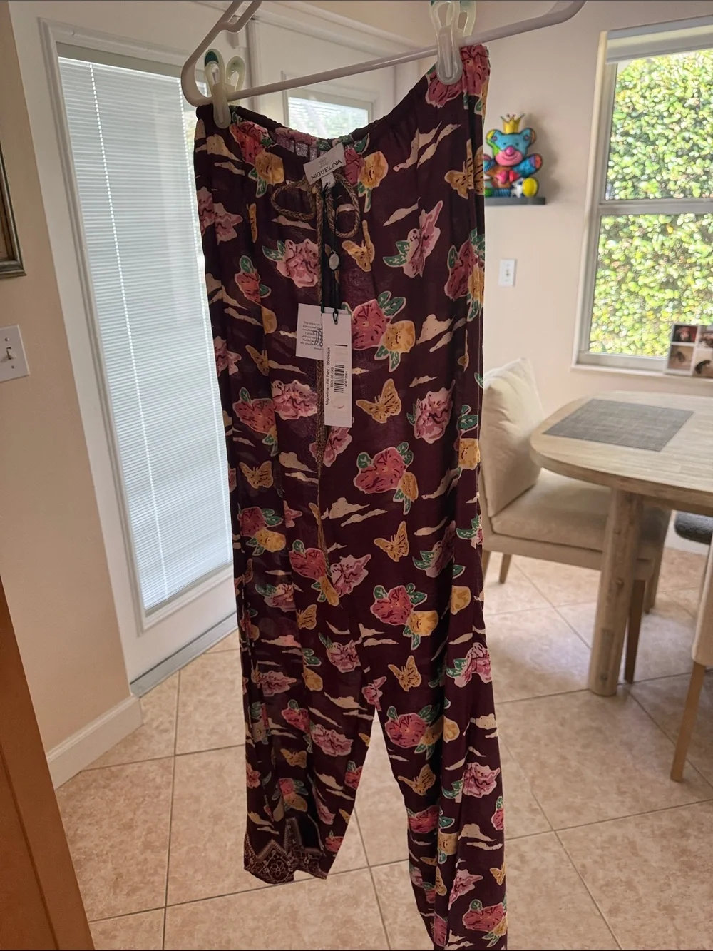 Miguelina Burgundy Floral Wide-Leg Jumpsuit Set