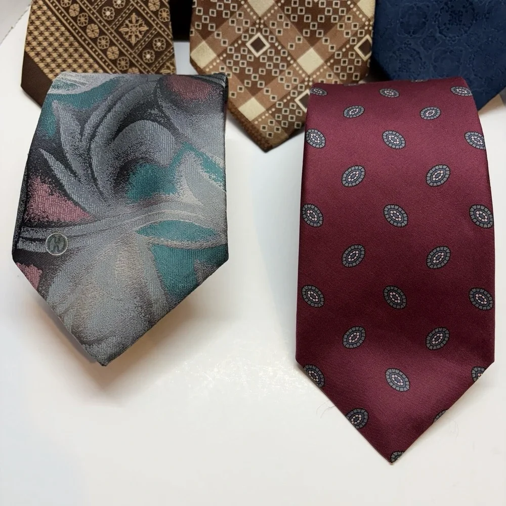 VINTAGE BRITTANIA Nordstrom Mens 1970s  Striped Print Neck Tie Retro Grandpa Lot