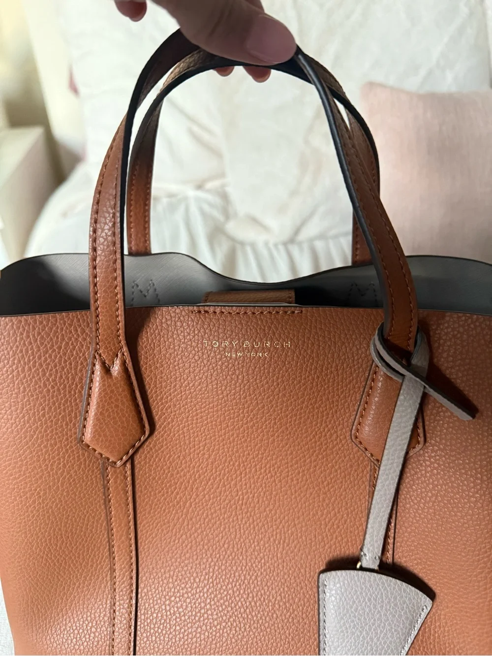 Tory Burch pebbled cognac